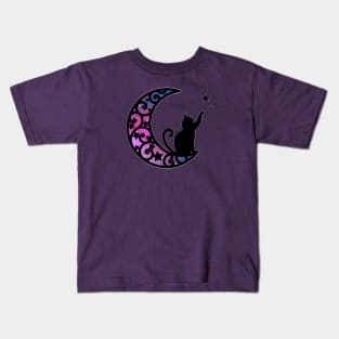 Starlight Moon Kitty Cat Silhouette Kids T-Shirt